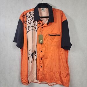 Orange and Black Spider Web Men's Shirt